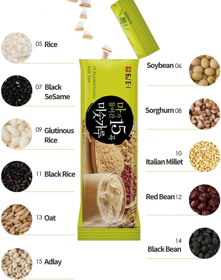 Damtuh Korean 15 Multi Mixed Roast Grain Powder Meal Replacement Shake – Healthy Breakfast Drink, Nutritious Grain Misugaru, 20g x 40 Sticks - Image 4